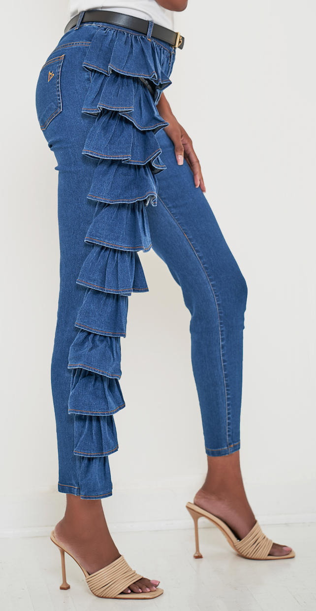 Ruffle Denim Pant